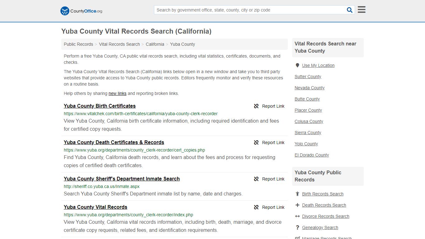 Vital Records Search - Yuba County, CA (Birth, Death ...